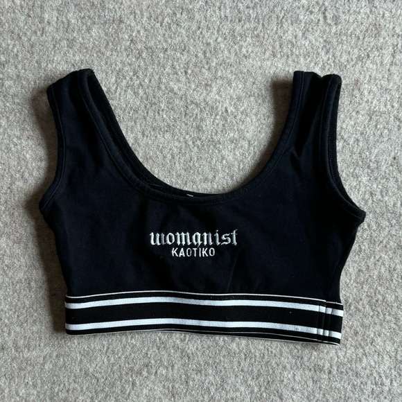 kaotiko Tops - Kaotiko black womanist crop top